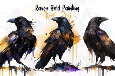 Black_and_Gold_Painting_Raven_Clipart.jpg