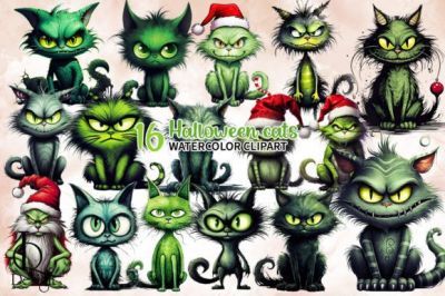 Green_Halloween_Cats_Bundle_Clipart.jpg