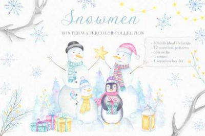 Snowmen_Watercolor_Collection~1.jpg