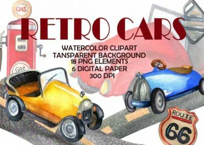 Watercolor_Retro_Cars_Set_and_Patterns~0.jpg