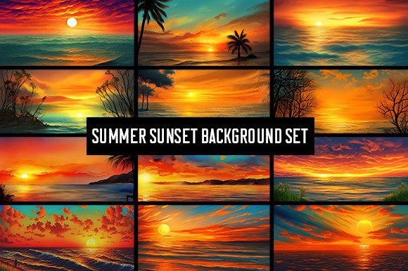 Premium Textures: 12 Summer Sunset Backgrounds [1500 ReBits]
