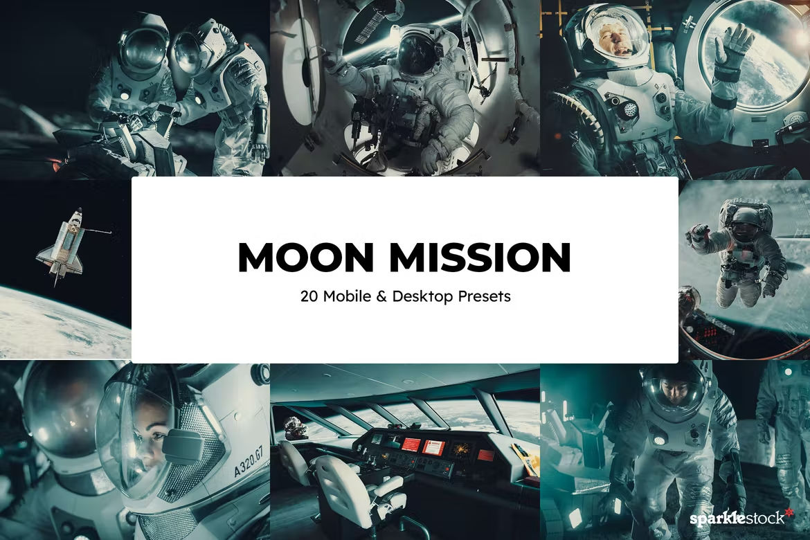 Premium LUTs: Moon Mission Lightroon Presets and LUTs [300 ReBits]
LUTs or Color Look up files may only work in PS 2020 and above. Many of these resources include LUTs for Photoshop, Lightroom, Premium Pro, Camera Raw and include Desktop and Mobile options.
