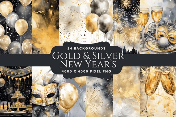 Premium Textures: 24 Gold Silver New Years [2000 ReBits]
